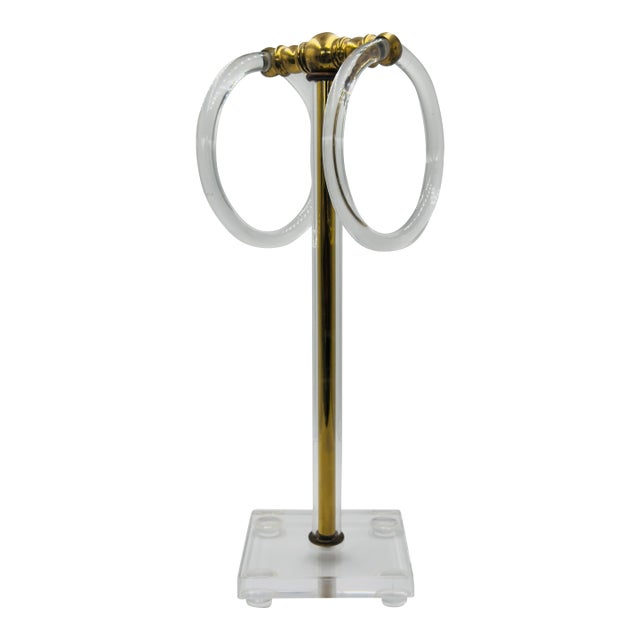 Vintage Brass & Lucite Towel Rack For Sale