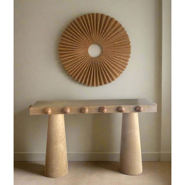 Dot 65 Inch Modern Architectural Console Table with Ball Design in Light Oak For Sale - Image 4 of 8