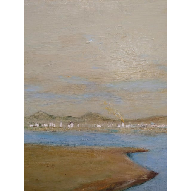 Blue Harry Mayhew -Steamboats in Burlingame at the San Francisco Bay-Oil Painting For Sale - Image 8 of 12