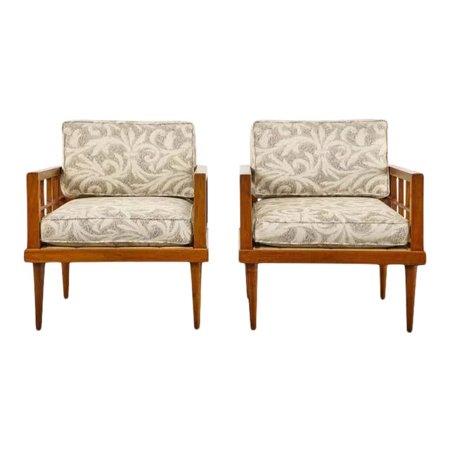 Mid-Century Mahogany Cube Chairs by Henredon - a Pair For Sale