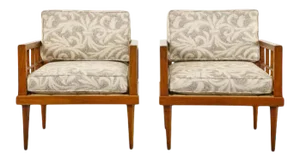 Mid-Century Mahogany Cube Chairs by Henredon - a Pair