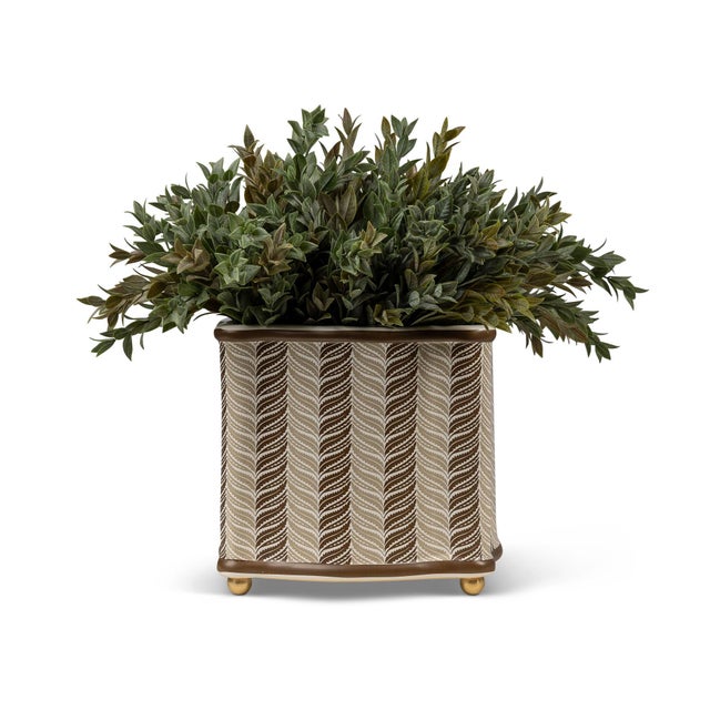 Ceramic Winterthur for Port 68 Acanthus Stripe Mocha Planter For Sale - Image 7 of 9