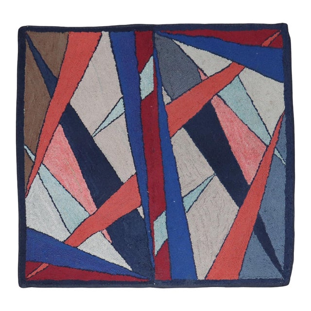Vintage Zabihi Collection American Hooked Abstract Scatter Square Rug - 2'11" x 3'2" For Sale