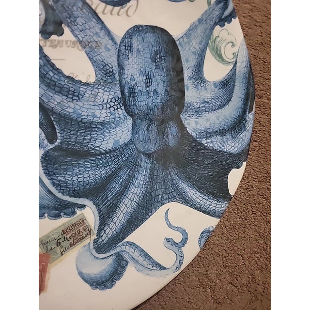 Nautical Michel Design Works Blue Octopus Platter Melamine For Sale - Image 3 of 6