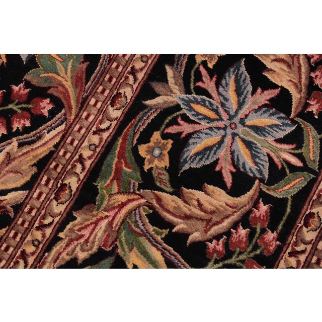 1990s Art Nouveau 1990's Pak-Persian Black/Black Wool Rug - 9'1'' X 12'6'' For Sale - Image 5 of 9