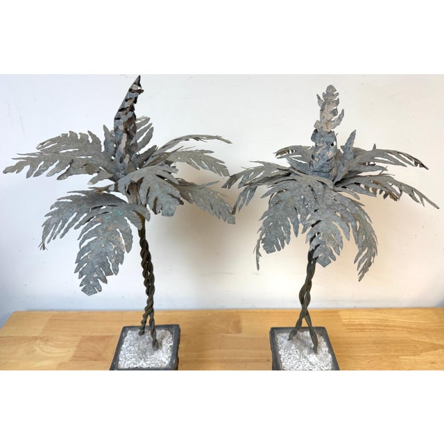 Pair Neoclassical Style Tole Palm Tree Topiaries, Attributed to Maitland-Smith For Sale - Image 12 of 13