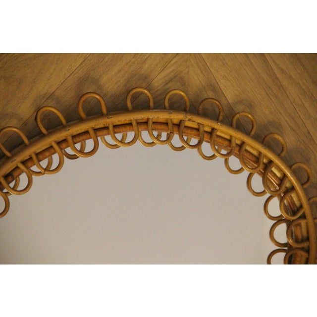 Mid-Century Modern Vintage Rattan and Bamboo Mirror, 1960s For Sale - Image 3 of 14