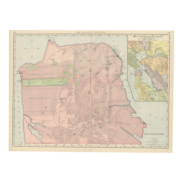 Antique Map of San Francisco with Golden Gate Park by Ran McNally, 1899 For Sale