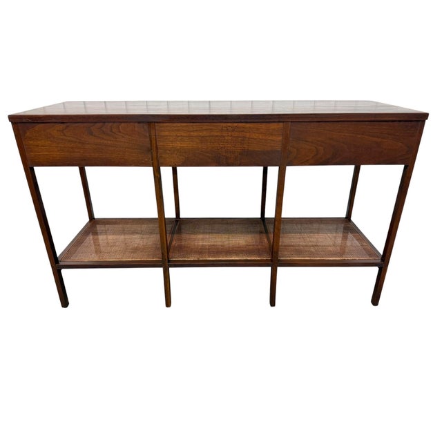 Mid-Century Modern Lane Delineator Paul McCobb Walnut & Rosewood Console Table For Sale - Image 11 of 11