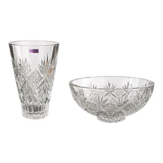 Marquis by Waterford “Raymond” Crystal Vase & Bowl Set – Pair W/Box For Sale
