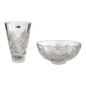 Marquis by Waterford “Raymond” Crystal Vase & Bowl Set – Pair W/Box