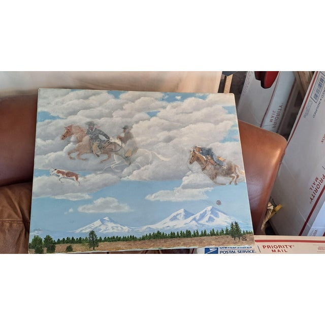 original oil painting by Marion Nesheim , well known artist Portland, or. bend, or.2006 no frame on canvas 3 "riders in...
