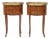 Pair of French Louis XVI-Style Marquetry Bedside Tables With Brass Gallery For Sale