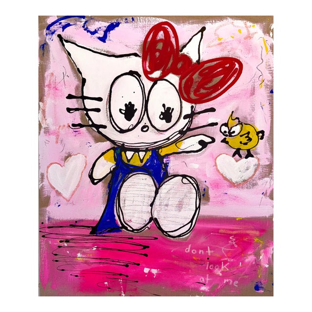 Love Me From a Distance - Original Contemporary Pop Street Art Painting on Canvas For Sale
