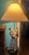 1940s Lamp With Japanese Ceramic Figurine Mounted on a Turned Wooden Base For Sale - Image 4 of 6