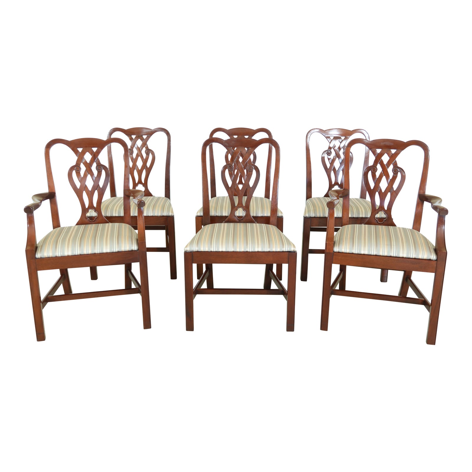 Set Of 6 Baker Chippendale Mahogany Dining Room Chairs Chairish