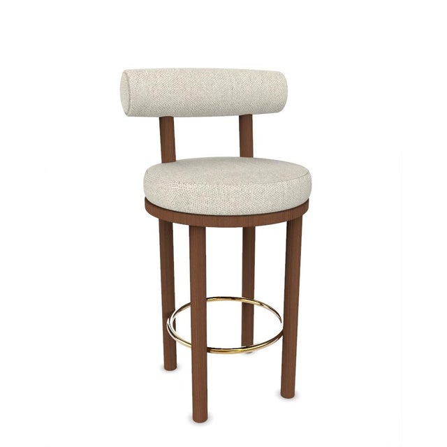Contemporary Collector Modern Moca Bar Chair in Safire 7 Fabric and Smoked Oak by Studio Rig For Sale - Image 3 of 7