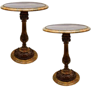 19th C. Italian Carved Giltwood Faux Painted Occasional Tables