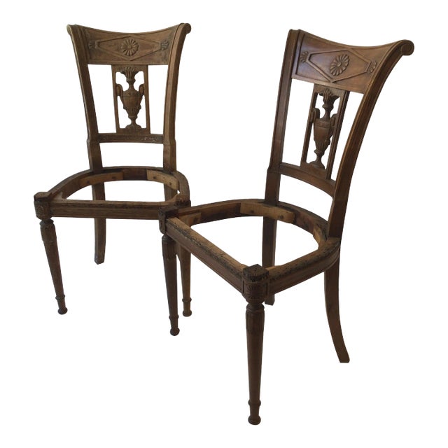 1850s French Empire Wood Side Chairs - A Pair For Sale