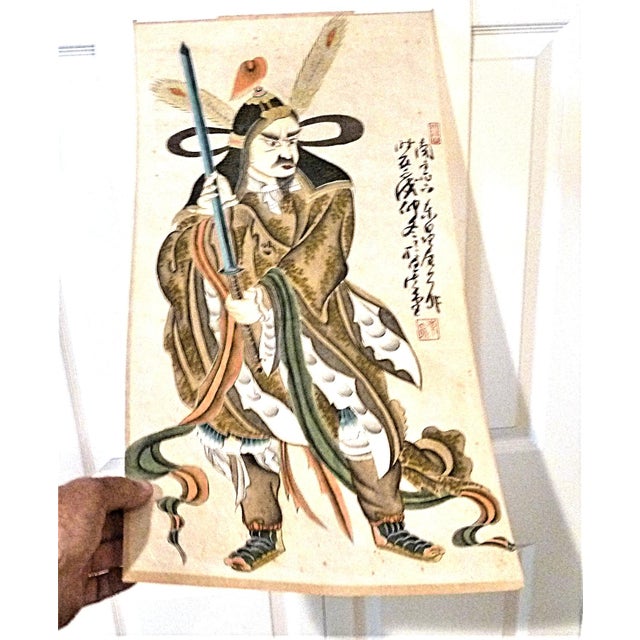 Metal Early 20th Century Japanese Warrior Samurai Framed Painting For Sale - Image 7 of 10