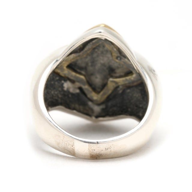 David Yurman Quatrefoil Large Ring, Sterling Silver & 18k Yellow Gold, 6.75 Rs For Sale - Image 4 of 6