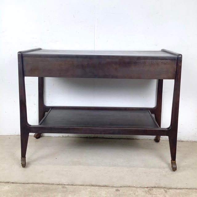 Lane Furniture 1960s Mid-Century Mt. Airy Facade Service Cart in Dark Wood Finish For Sale - Image 4 of 12