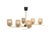 A particularly elegant 6-light brass chandelier with clear textured glass shades. The chandelier features a striking and...