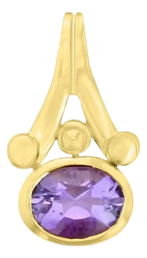 Oval Amethyst Pendant 3.00cttw 14k Yellow Gold 16"