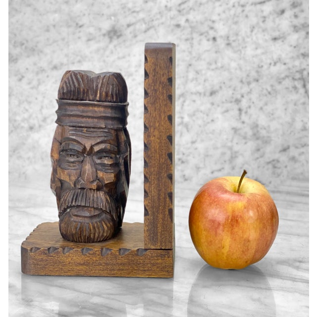 Figurative Mid-Century Carved Wood Figural Tiki Bookends - a Pair For Sale - Image 3 of 10