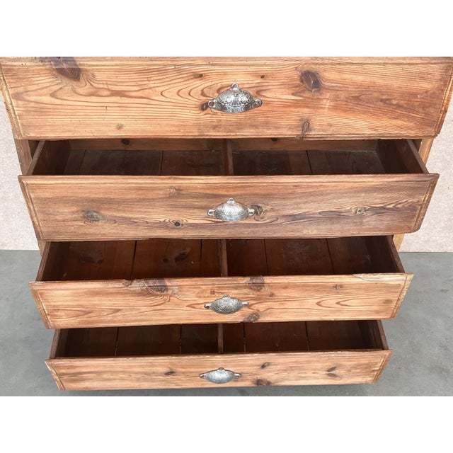 19th Century Spanish Unfinished Pine "Mobila" Tall Chest of Five Drawers For Sale - Image 11 of 18