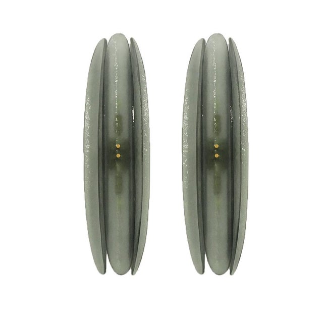 Gray Mid-Century Modern Green Murano Glass Sconces, Italy, 1995, Set of 2 For Sale - Image 8 of 8