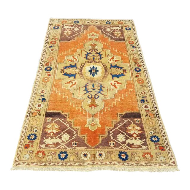 Vintage Nomadic Handmade Floor Rug- 3′10″ × 6′2″ For Sale