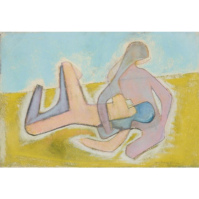 Benoit Gilsoul Belgian 1914 - 2000 Une Histoire d'Amour Pastels 15 x 22 1/8 in. Signed and titled on lower right Framed