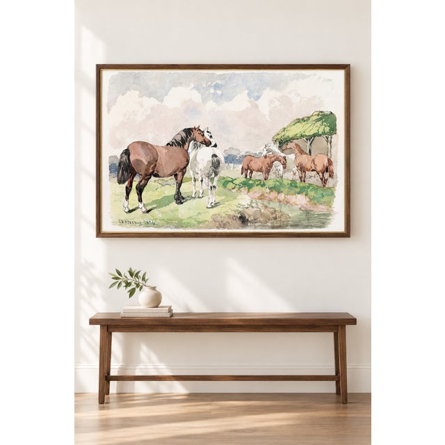 Victorian 1850 Vintage English Equestrian Art Print by John Frederick Herring - 30" X 20" For Sale - Image 3 of 8