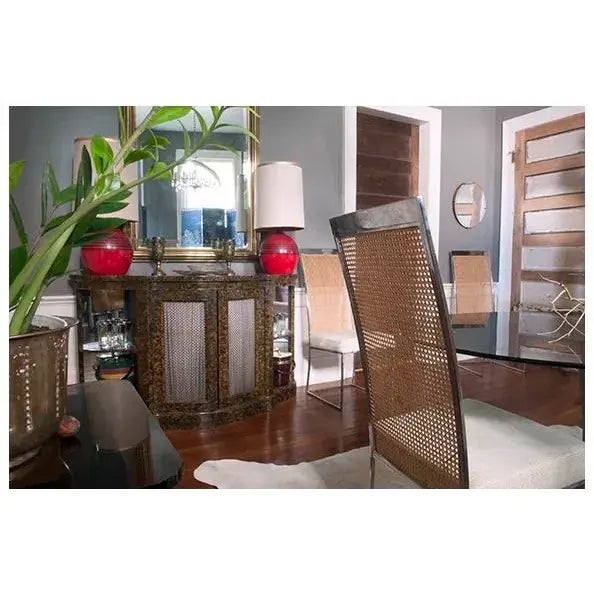Baker Furniture Company Motivated Seller: 1970s Mastercraft Demilune Faux Tortoise Cabinet Attributed to Henredon For Sale - Image 4 of 11