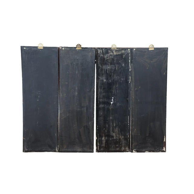 Antique Mid-Century Chinese Black Lacquer Wall Panels: Set of 4 With Raised Hardstone and Mother-of-Pearl Inlay For Sale - Image 16 of 16