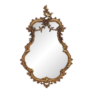 Antique c1900s Fine Gilt Gesso Rococo Style Tear Drop Shape Wall Mirror