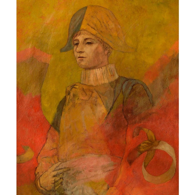 Impressionist Mid Century Oil Paint Picasso Style Figurative -- Harlequin Prince by Robert Moesle For Sale - Image 3 of 9