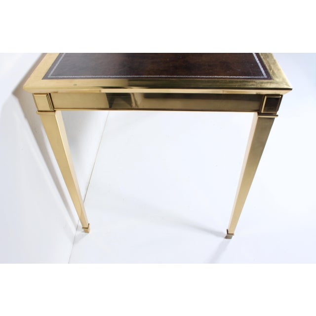 Italian Modern Brass Desk With Inset Bordered Leather Surface For Sale - Image 12 of 18
