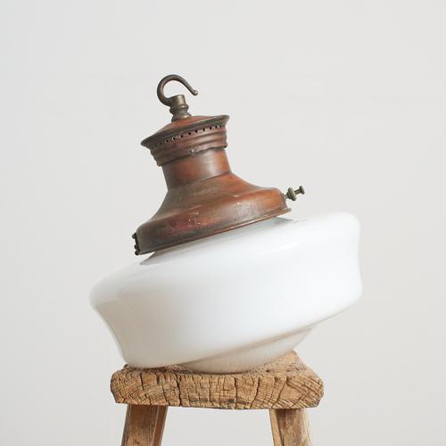 Vintage Church Opaline Glass Pendant Light by Maxlume D, 1940s For Sale - Image 3 of 8