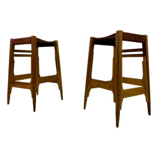 Set of Mid-Century Wood High Stools by Werner Biermann for Arte Sano, 1960s For Sale