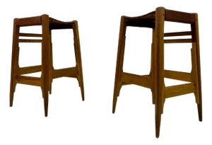 Set of Mid-Century Wood High Stools by Werner Biermann for Arte Sano, 1960s