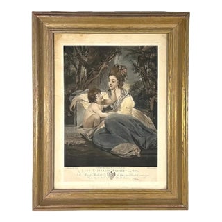 Antique Framed Mezzotint Lady Elizabeth Herbert & Son For Sale