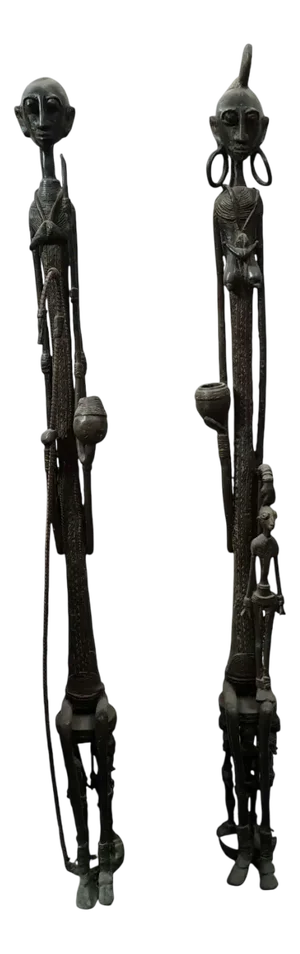 Malian Artist, Dogon Couple Statues, Pre-1800s, Bronzes, Set of 2