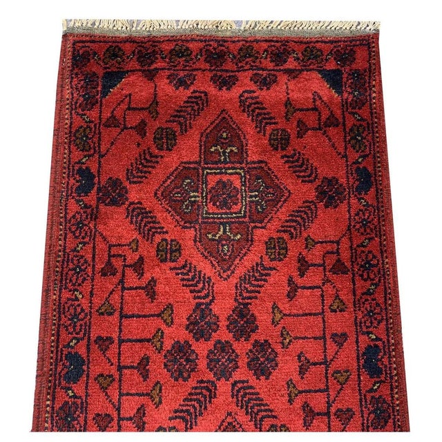 Fine Quality Hand Knotted Afghan Khal Muhammadi Wool Area Rug 4.8 X 1.8 Ft For Sale - Image 9 of 13