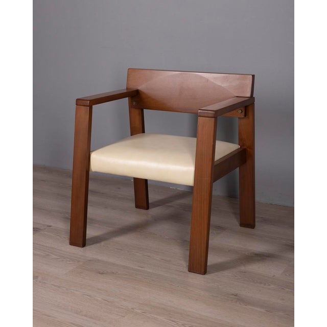 Vintage Italian Armchair in Wood and Leather, 1980s For Sale - Image 14 of 14