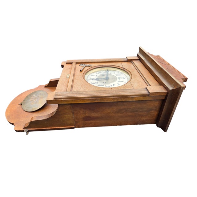 Late 19th Century Antique Franzl Junghahnel Leipzig Germany Wall Clock Chimes For Sale - Image 5 of 18