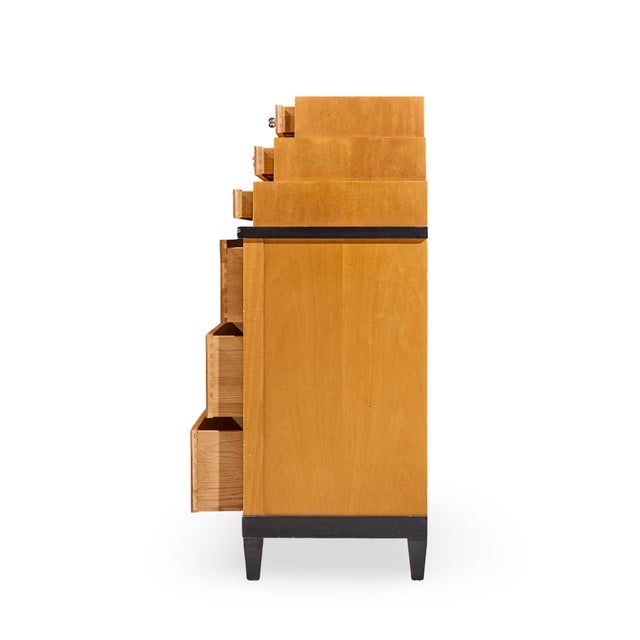 Late 20th Century Baker Furniture Biedermeier Style Burlwood Highboy Dresser For Sale - Image 5 of 10