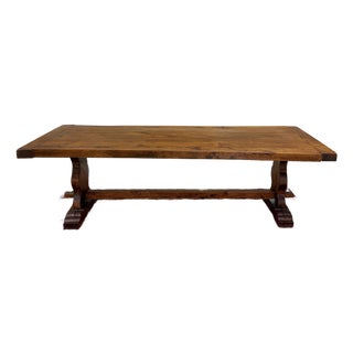 Antique French Country Farm Dining Table Farmhouse Trestle Base Oak c.1890s For Sale