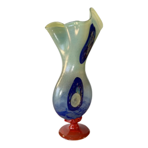 Large Art Glass Abstract Hour Glass Vase